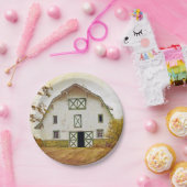 7" Rond Papier Bord Zonsondergang Schuur Land Rust (Feest)