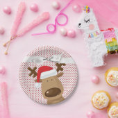 7" Ronde Papier Bord Rendier Kerst XMAS Polka (Feest)