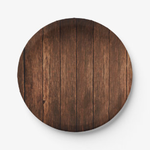 7" Ronde Papier Bord Schuur Hout Country Rustiek