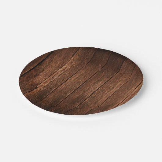 7" Ronde Papier Bord Schuur Hout Country Rustiek (Gekanteld)