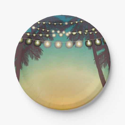 7" Ronde Papier Bord Strand Sunset Palmbomen Strin (Voorkant)
