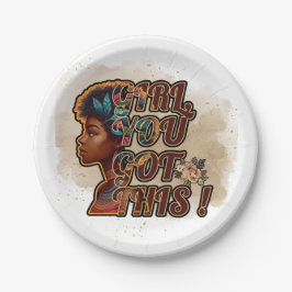 7" Ronde papieren Bord – Meisje, je hebt dit!