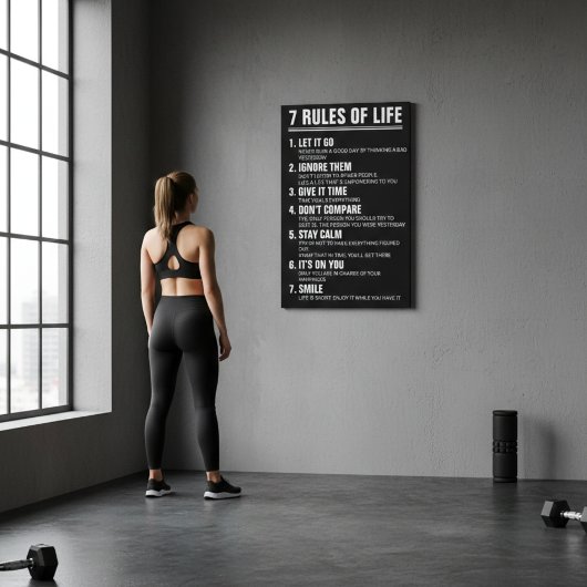 7 Rules of Life Motivational Quote Modern Script Canvas Afdruk