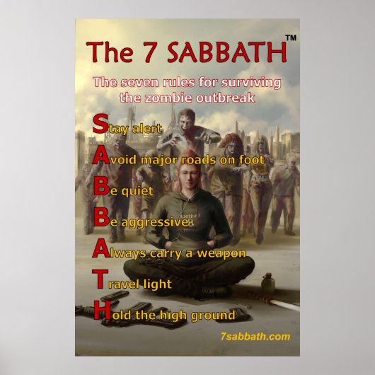 7 SABBTH Zombie Survival Poster (Voorkant)