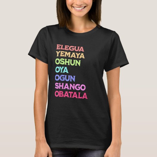 7 Seven African Powers Orisha Santeria Cuba Religi T-shirt (Voorkant)