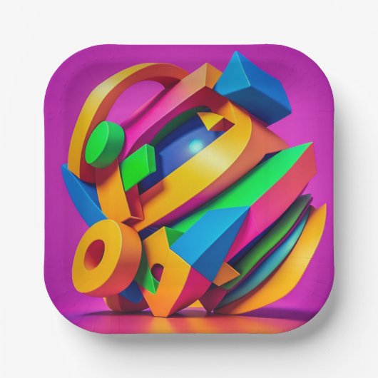 7" Square Paper Plate Papieren Bordje (Voorkant)