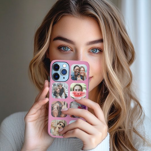 7 Square Photo Collage Pink Sjabloon iPhone Case iPhone Hoesje