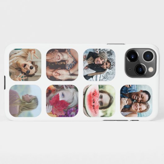 7 Square Photo Collage White Sjabloon iPhone Hoesje (Achterkant horizontaal)