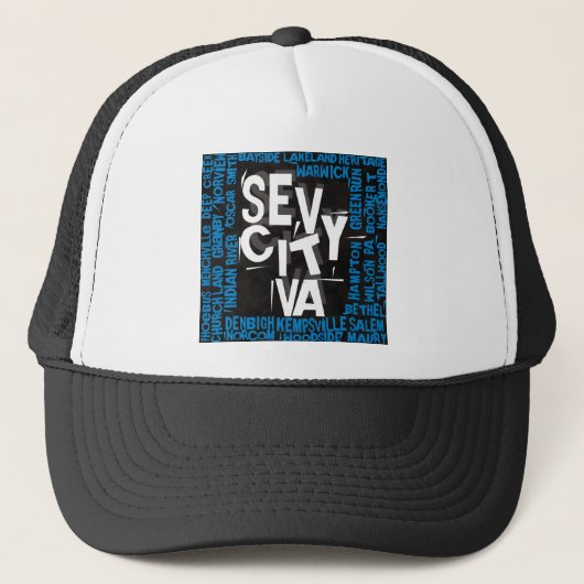 7 stadsdistricten - zwart/blauw Logo Trucker Pet (Voorkant)