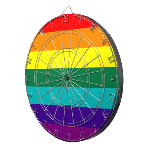 7-Stripe Rainbow Pride Flag Dartbord (Voorkant Rechts)