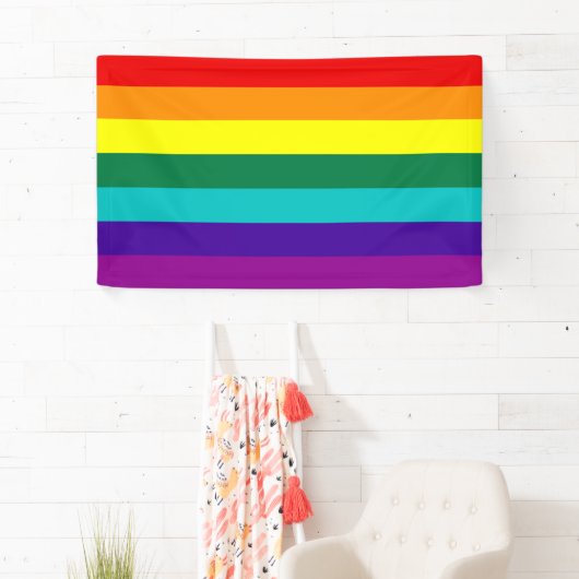 7 Stripes Rainbow Gay Pride Flag Spandoek (Insitu)