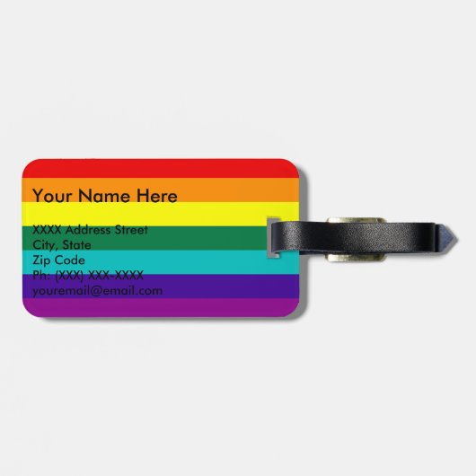7 Stripes Regenboogpride vlag Bagagelabel (Achterkant horizontaal)