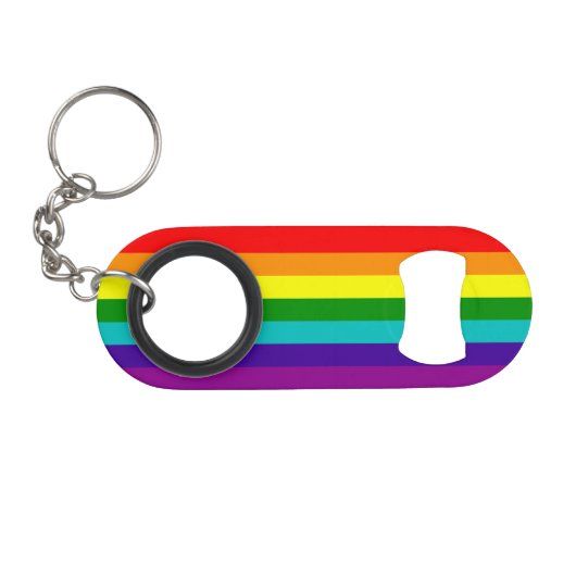 7 Stripes Regenboogpride vlag Sleutelhanger Flessenopener (Voorkant (Horizontaal))