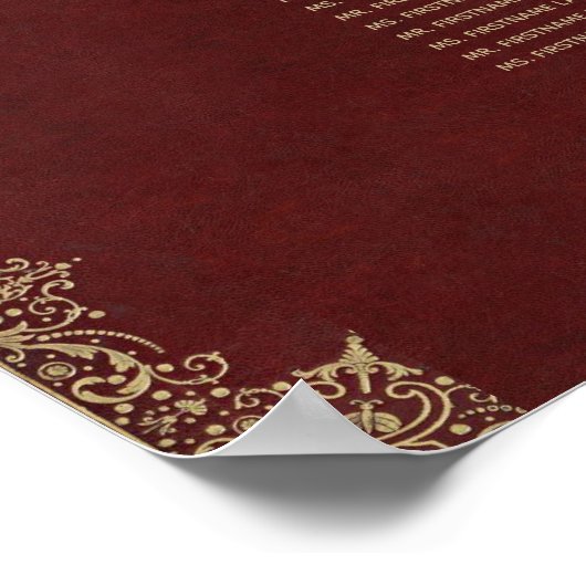 7 Tabel  Burgundy Gold Script-sessieschema Poster (Hoek)