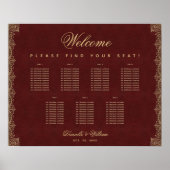 7 Tabel  Burgundy Gold Script-sessieschema Poster (Voorkant)