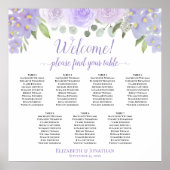 7 Tabel Lavender Floral Wedding Seating Chart Poster (Voorkant)
