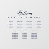 7 Tabel Transparante Zitenkaart Navy Blue Script Raamsticker (Vel)