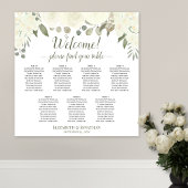 7 Tabel White Floral Boho Welkomststartkaart Poster