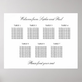 7 Tafel Elegante Minimalistische Zitplaatsindeling Poster