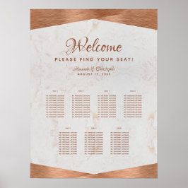 7 Tafel Koper Stoelen Plattegrond Huwelijk Marmer Poster