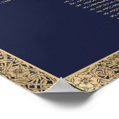 7 Tafel Navy Blauwe Gouden Rozen Script Stoelenkaa Poster (Hoek)