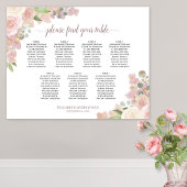 7 Tafel Roze Boho Bloemen Bruiloft Zitkaarten Poster