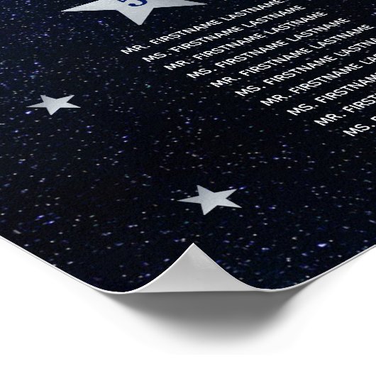 7 Tafel Sky Stars Hemels Huwelijks zitplaatsenkaar Poster (Hoek)