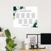 7 Tafel Smaragd Groen Bloemen Bruiloft Zitkaarten Poster (Thuiskantoor)