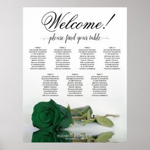 7 Tafel Smaragd Groen Roos Trouwstoelkaart Poster