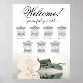 7 Tafel Wit Rose Elegant Bruiloft Zittafel Grafiek Poster (Voorkant)