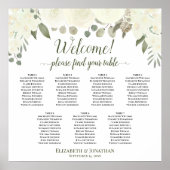 7 Tafel Witte Bloem Boho Welkom Zitplaatsenkaart Poster (Voorkant)