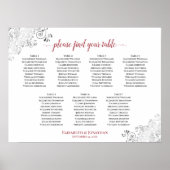 7 Tafel-witte en rode bruiloft Poster (Voorkant)