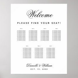 7 Tafels Eenvoudige Zwarte Witte Trouwstoelindelin Poster
