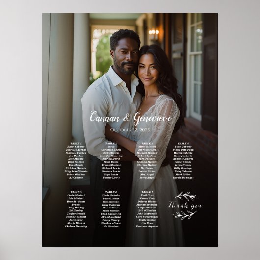 7 tafels elegante foto bruiloft zitgrafiek poster (Voorkant)