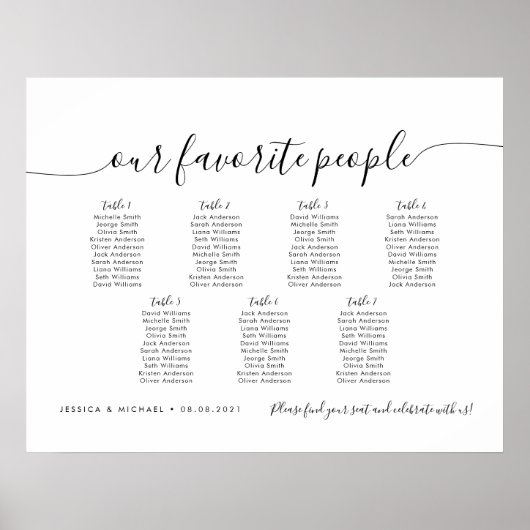 7 Tafels Modern Onze favoriete Mensen Zitgrafiek Poster (Voorkant)