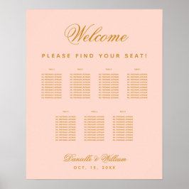 7 Tafels Roze Eenvoudige Trouwzaalstoelindeling Poster