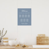 7 Tafels Stof Blauw Trouw Script Stoelenkaart Poster (Keuken)