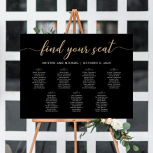7 Tafels Vind uw Seat Black-zitgrafiek Poster