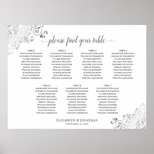 7 Tafelwitbruiloft Zilvervriendjes Poster (Voorkant)