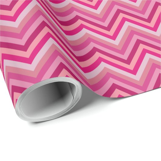 7 tinten roze zig zag streep cadeaupapier (Rol Hoek)