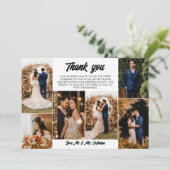 7 Trouwfoto's Retro Script Dank u Bedankkaart (Staand voorkant)