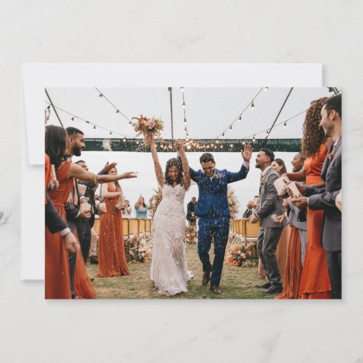 7 Trouwfoto's Retro Script Dank u Bedankkaart (Achterkant)