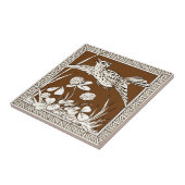 #7 van 12 Repro 1880s Minton Mocha Bird Series Tegeltje (Zijkant)