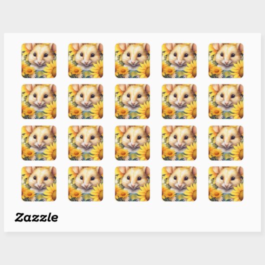7 van 17 Zonnebloementuin Miceville Vierkante Sticker (Vel)