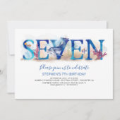 7 Verjaardagsuitnodiging Deep Blue Onder het Zee L Kaart (Voorkant)