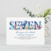 7 Verjaardagsuitnodiging Deep Blue Onder het Zee L Kaart (Staand voorkant)