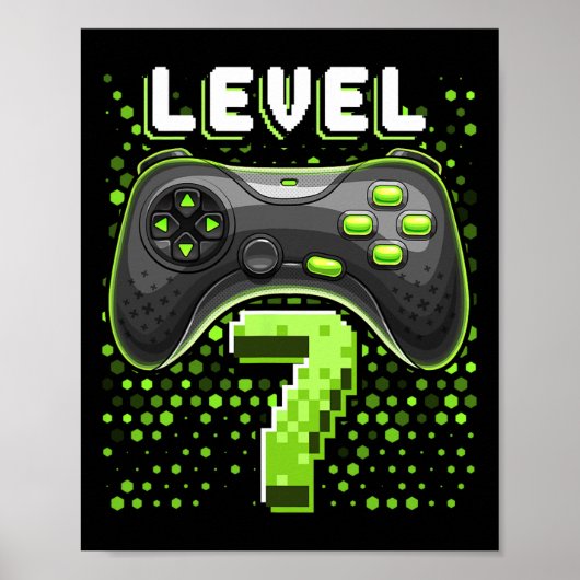 7 Video Game Controller 7e verjaardag Gamer Gift B Poster (Voorkant)