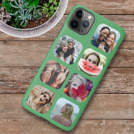 7 vierkant foto Collage Green Sjabloon iPhone Case 11Pro Max Hoesje