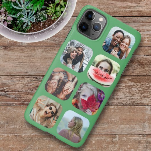 7 vierkant foto Collage Green Sjabloon iPhone Case Hoesje