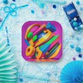 7" Vierkant Papieren Bord (Feest)